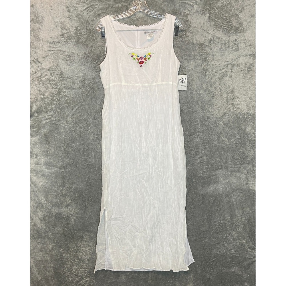 Vtg Dressbarn Women Size 10 Boho Chic Cottagecore Gauze Sleeveless Maxi Dress - Picture 2 of 10